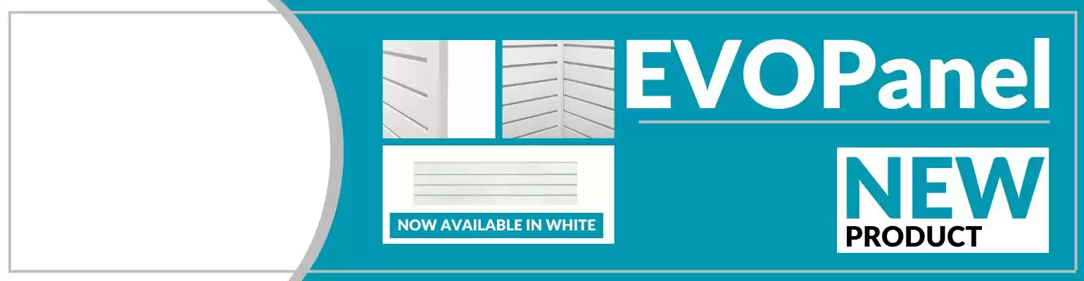 EVOPanel slatwall storage system in white